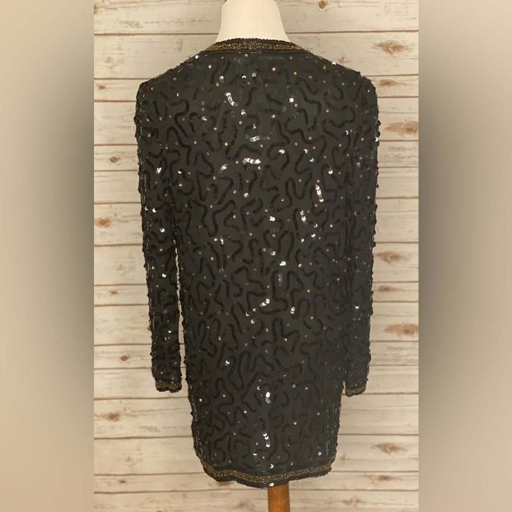 Vintage Styleworks 100% silk sequin/beaded tunic - Picture 5 of 6